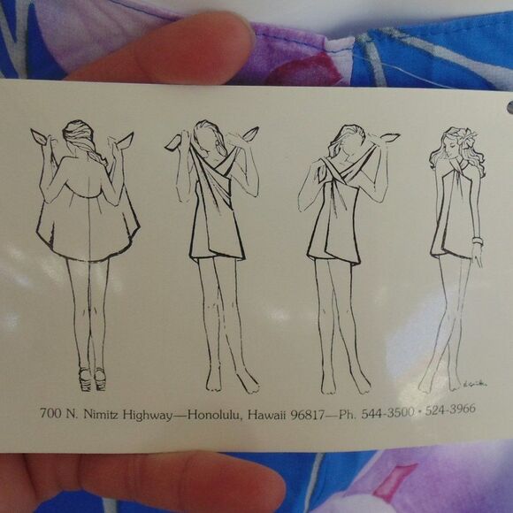 new Vintage HILO HATTIE True Wrap/Sarong/Pareo, OS, Blue Floral, Maxi Dress - Picture 11 of 16